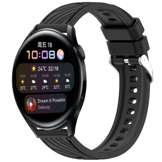 Per Huawei Watch 3 Cinturino in silicone con trama a strisce da 22 mm (nero)
