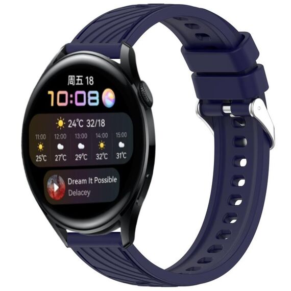 Per Huawei Watch 3 Cinturino in silicone con trama a strisce da 22 mm (blu notte)