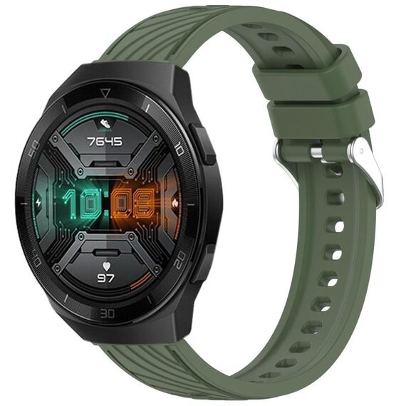 Per Huawei Watch GT 2E Cinturino in silicone con trama a strisce da 22 mm (verde scuro)