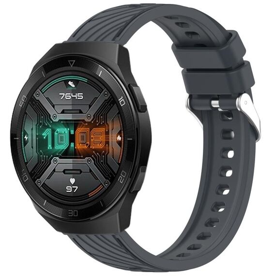 Per Huawei Watch GT 2E Cinturino in silicone con trama a strisce da 22 mm (grigio scuro)