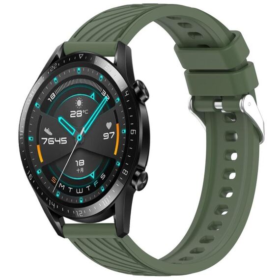 Per Huawei GT2 46mm Stripe Texture 22mm Cinturino in silicone (verde scuro)