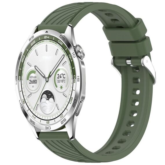 Per Huawei Watch GT 5 46mm Cinturino in silicone con trama a strisce da 22mm (verde scuro)