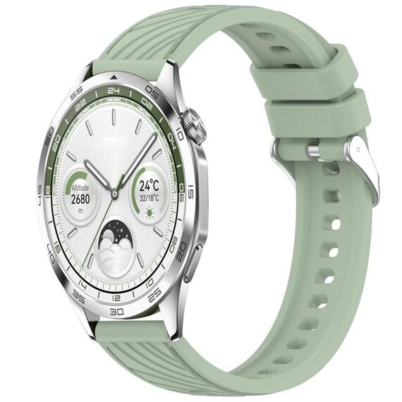 Per Huawei Watch GT 5 46mm Cinturino in silicone con trama a strisce da 22mm (verde chiaro)