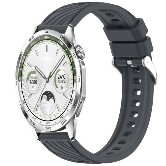 Per Huawei Watch GT 5 46mm Cinturino in silicone con trama a strisce da 22mm (grigio scuro)