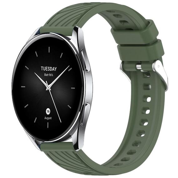 Per Xiaomi Watch S2 42/46mm Cinturino in silicone con trama a strisce da 22mm (verde scuro)