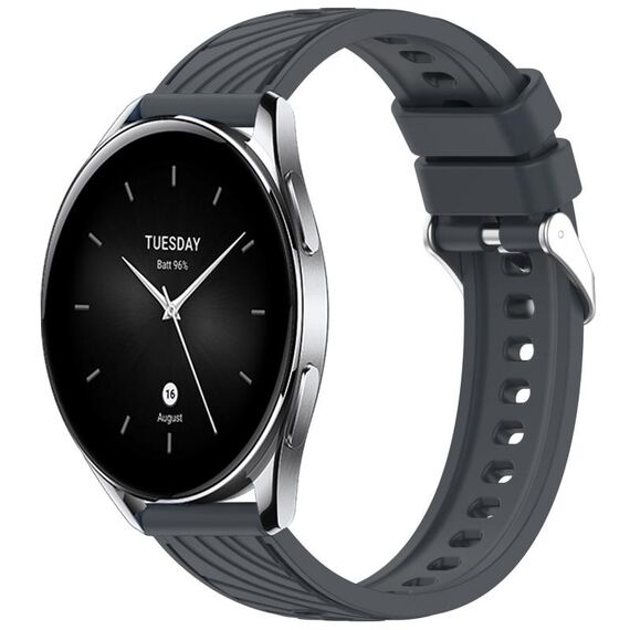Per Xiaomi Watch S2 42/46mm Cinturino in silicone con trama a strisce da 22mm (grigio scuro)