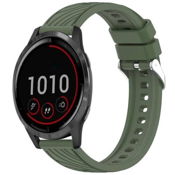 Per Garmin Vivoactive 4 Stripe Texture 22mm cinturino in silicone (verde scuro)