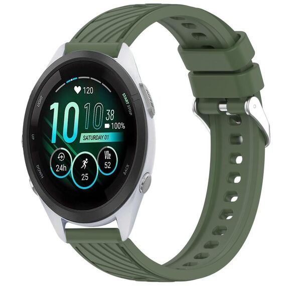 Per Garmin Forerunner 265S Music Stripe Texture cinturino in silicone da 18 mm (verde scuro)