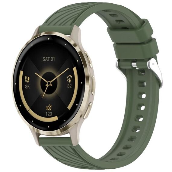 Per Garmin Venu 3S Stripe Texture 18mm cinturino in silicone (verde scuro)