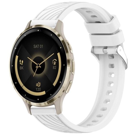 Per Garmin Venu 3S Stripe Texture cinturino in silicone da 18 mm (bianco)