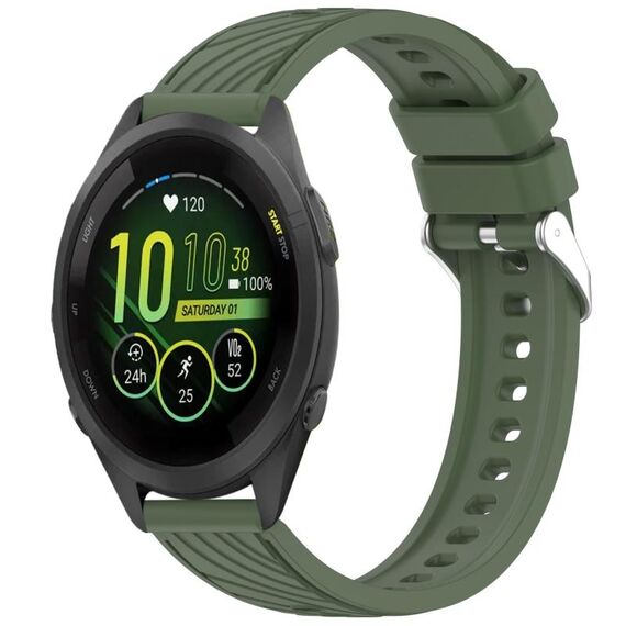 Per Garmin Forerunner 265S Stripe Texture 18mm Cinturino in silicone (verde scuro)