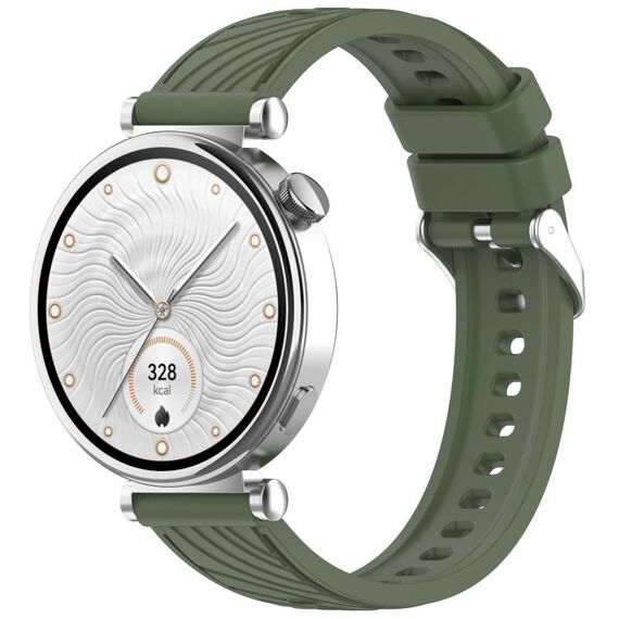 Per Huawei Watch GT 5 41mm Cinturino in silicone con trama a strisce da 18mm (verde scuro)