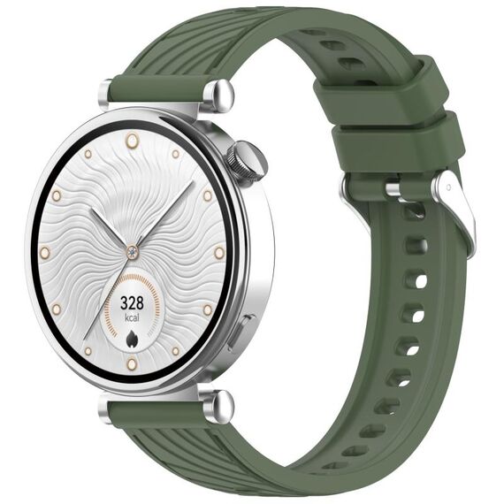 Per Huawei Watch GT 4 41mm Cinturino in silicone con trama a strisce da 18mm (verde scuro)