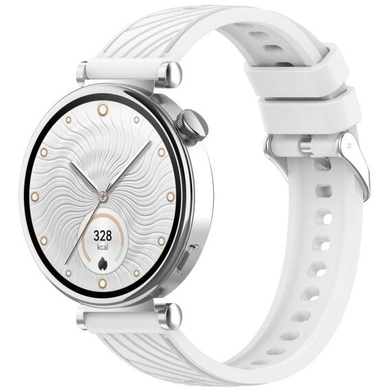Per Huawei Watch GT 4 41mm Cinturino in silicone con trama a strisce da 18mm (bianco)