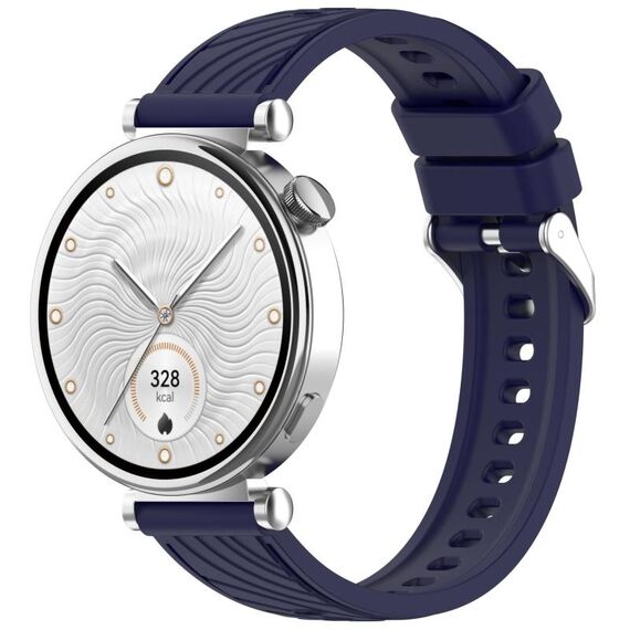 Per Huawei Watch GT 4 41mm Cinturino in silicone con trama a strisce da 18mm (blu notte)