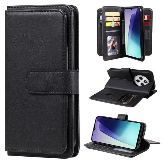 Per Redmi 14C 4G Global Multi-Function Wallet 10 Card Slots Custodia in Pelle per Telefono (Nero)