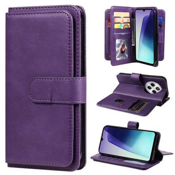 Per Redmi 14C 4G Global Multi-Function Wallet 10 Card Slots Custodia per telefono in pelle (viola)