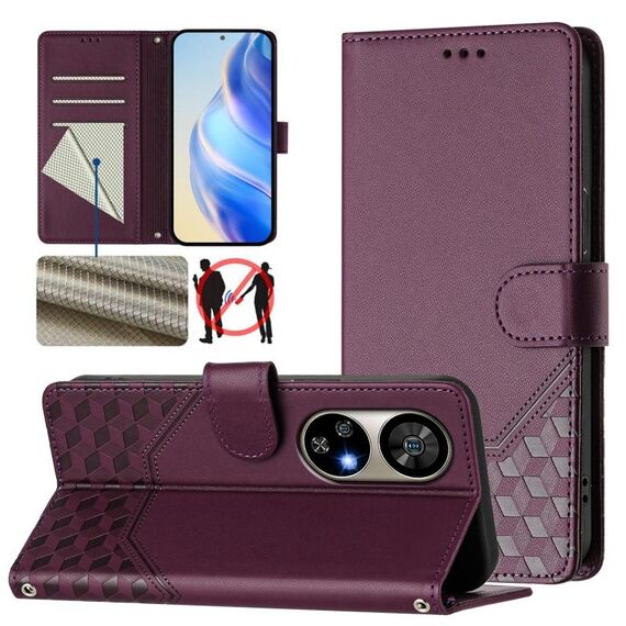 Per Ulefone Note 17 Pro Custodia per telefono in pelle con stampa a nido d'ape RFID (viola)
