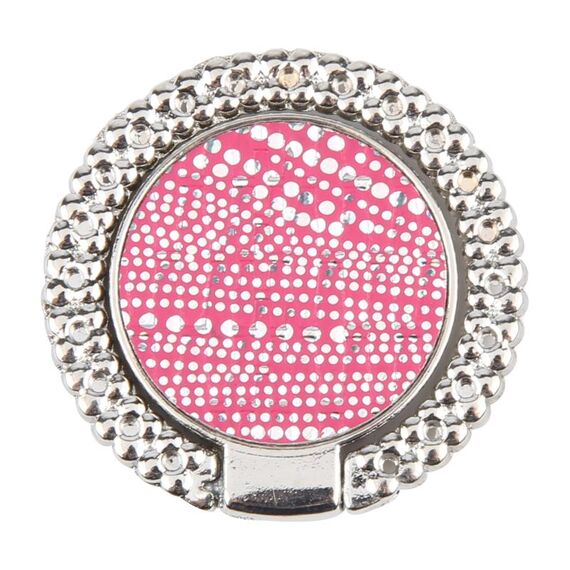 Supporto ad anello per cellulare in metallo con diamante Flash (argento + rosso rosa)