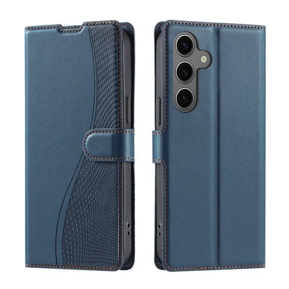 Per Samsung Galaxy S24+ 5G Voltage Custodia per telefono in pelle ultra sottile a pois (blu)
