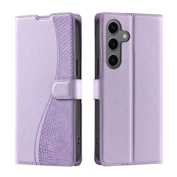 Per Samsung Galaxy S23 FE 5G Voltage Custodia per telefono in pelle ultra sottile a pois (viola)