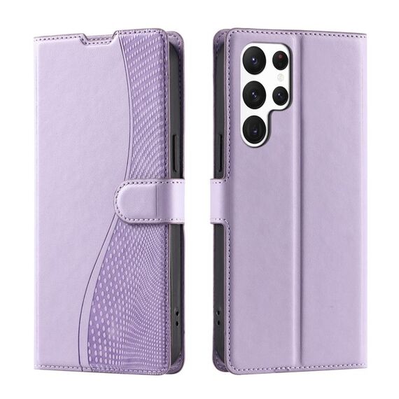 Per Samsung Galaxy S22 Ultra 5G Voltage Custodia per telefono in pelle ultrasottile a pois (viola)