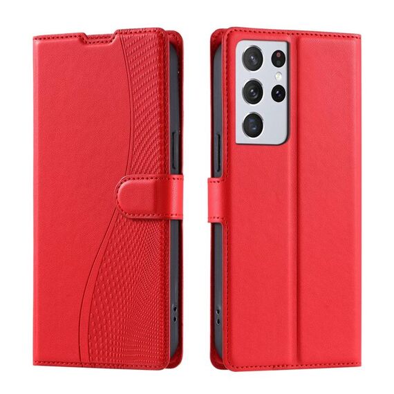 Per Samsung Galaxy S21 Ultra 5G Voltage Custodia per telefono in pelle ultrasottile a pois (rossa)