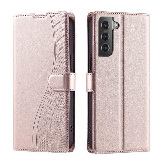 Per Samsung Galaxy S22+ 5G Voltage Custodia per telefono in pelle ultra sottile a pois (oro rosa)