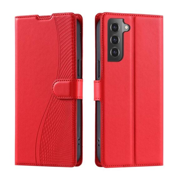 Per Samsung Galaxy S22+ 5G Voltage Custodia per telefono in pelle ultra sottile a pois (rosso)