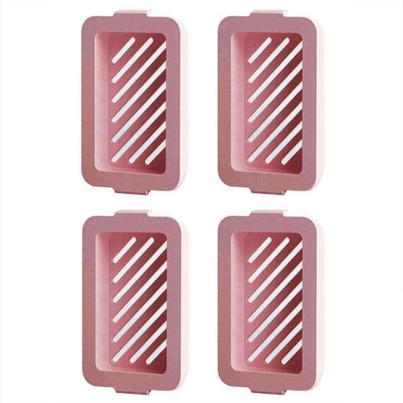 4 pezzi/confezione multifunzionale in rete elastica antiscivolo scatola di sapone schiumogeno per scarico (rosa)
