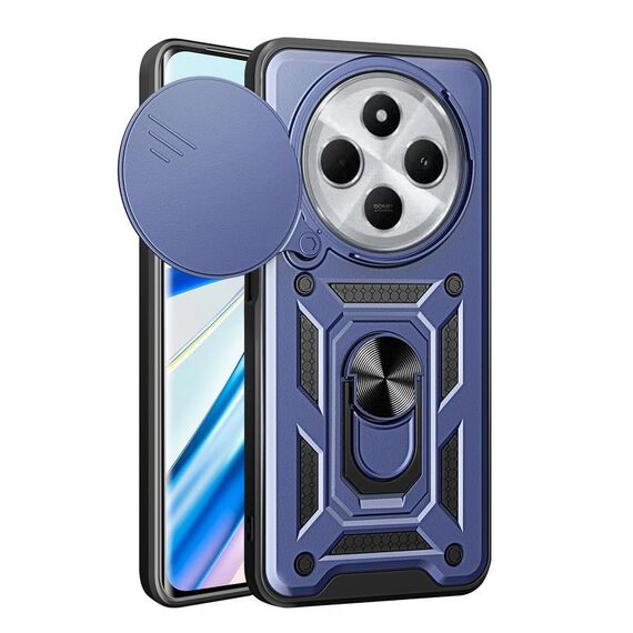 Per Xiaomi Redmi 14C 4G Custodia per fotocamera scorrevole TPU Hybrid PC Phone Case (blu)