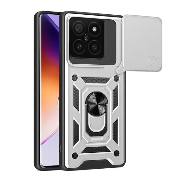 Per Xiaomi 14T 5G Custodia per fotocamera scorrevole TPU Hybrid PC Phone Case (Argento)