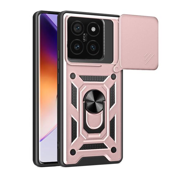 Per Xiaomi 14T Pro 5G Custodia per fotocamera scorrevole TPU Hybrid PC Phone Case (oro rosa)
