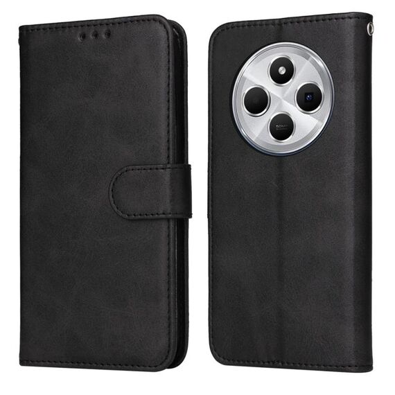 Per Redmi 14C 4G Custodia per telefono in pelle con texture di vitello classica (nero)