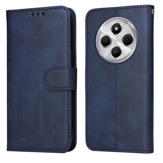 Per Redmi 14C 4G Custodia per telefono in pelle con texture di vitello classica (blu)