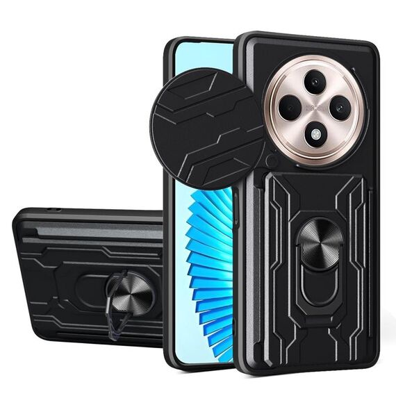Per OPPO Reno12 F 5G Custodia per telefono TPU+PC con slot per schede e scorrevole globale Camshield (nero)