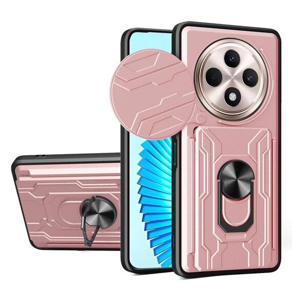 Per OPPO Reno12 F 5G Custodia per telefono TPU+PC con slot per schede e scorrevole globale Camshield (oro rosa)
