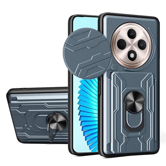 Per OPPO Reno12 F 5G Custodia per telefono TPU+PC con slot per schede e protezione globale scorrevole Camshield (grigio)