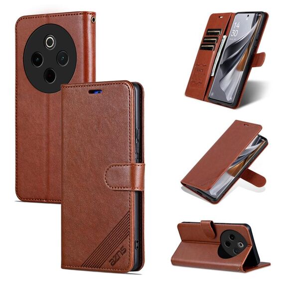 Per vivo Y300 Pro AZNS Custodia in pelle con texture in pelle di pecora Flip Phone Case (marrone)