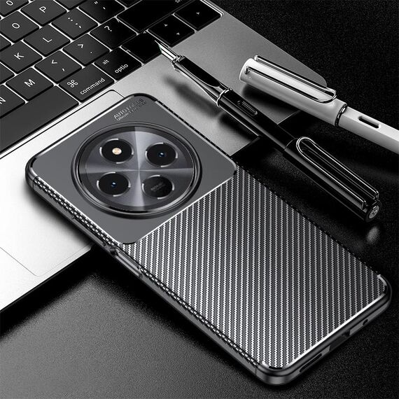 Per Redmi 14C 4G Custodia per telefono in TPU antiurto con trama in fibra di carbonio (nero)
