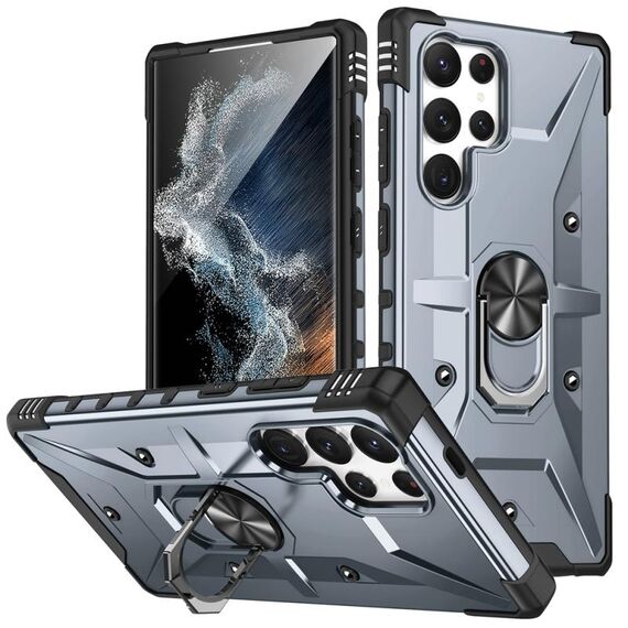 Per Samsung Galaxy S24 Ultra 5G Custodia per telefono con supporto ad anello (grigio)