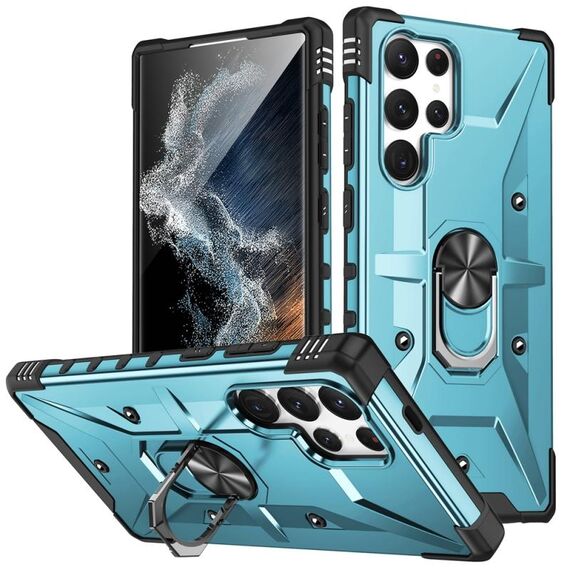 Per Samsung Galaxy S24 Ultra 5G Custodia per telefono con supporto ad anello (azzurro chiaro)