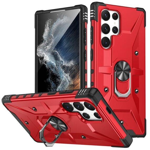 Per Samsung Galaxy S24 Ultra 5G Custodia per telefono con supporto ad anello (rosso)