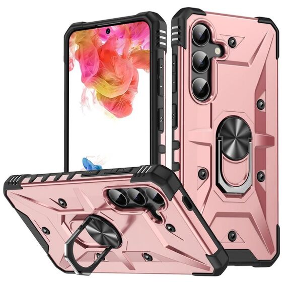 Per Samsung Galaxy S24 5G Custodia per telefono con supporto ad anello (oro rosa)