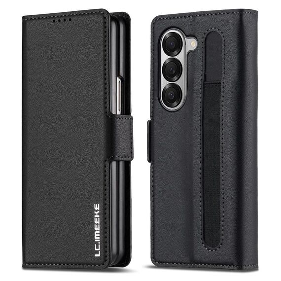 Per Samsung Galaxy Z Fold6 LC.IMEEKE L1 Series Custodia per telefono in PU con trama fine e smerigliata con slot per penna, penna non inclusa (nero)