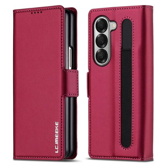 Per Samsung Galaxy Z Fold6 LC.IMEEKE L1 Series Custodia per telefono in PU con trama fine e smerigliata con slot per penna, penna non inclusa (rosso)