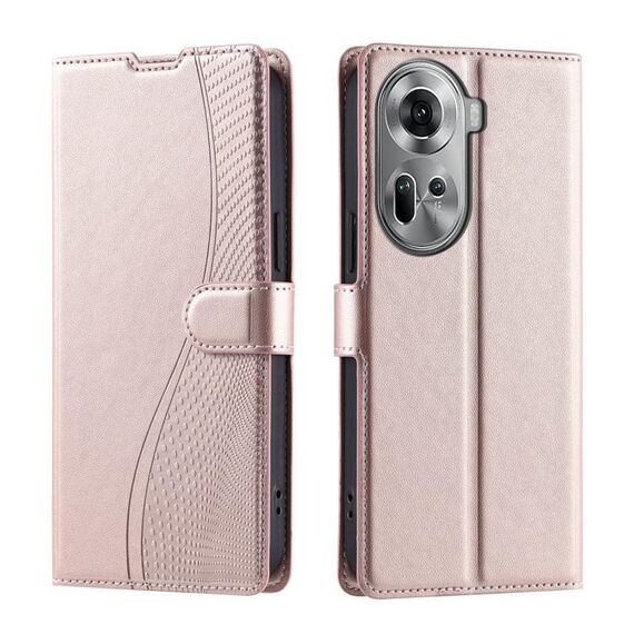 Per OPPO Reno11 Global Voltage Custodia per telefono in pelle ultrasottile a pois (oro rosa)