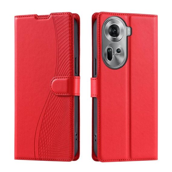 Per OPPO Reno11 Global Voltage Custodia per telefono in pelle ultrasottile a pois (rossa)