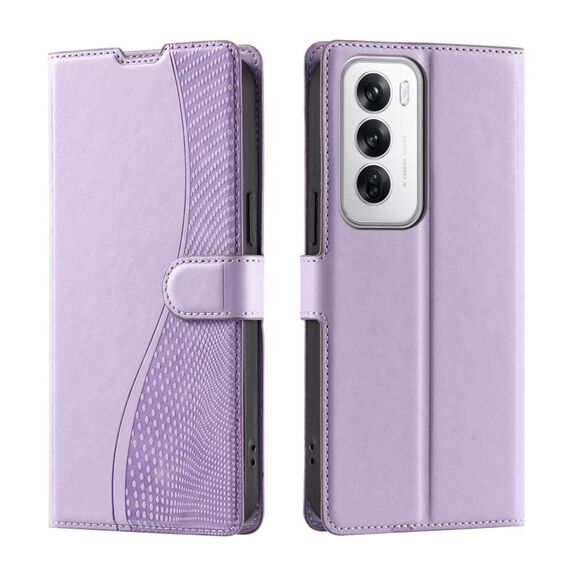 Per OPPO Reno12 Pro 5G Global Voltage Custodia per telefono in pelle ultrasottile a pois (viola)