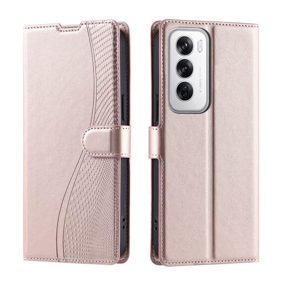 Per OPPO Reno12 Pro 5G Global Voltage Custodia per telefono in pelle ultrasottile a pois (oro rosa)